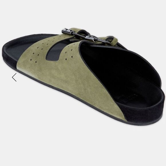 Kooples suede leather khaki slide sandal NIB Size 40 - Picture 2 of 14